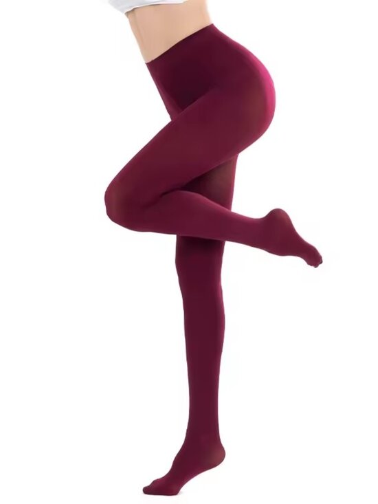 Accessories - Women's Candy Color Opaque Velvet Slimming Burgundy Tights Pantyhose Stockings